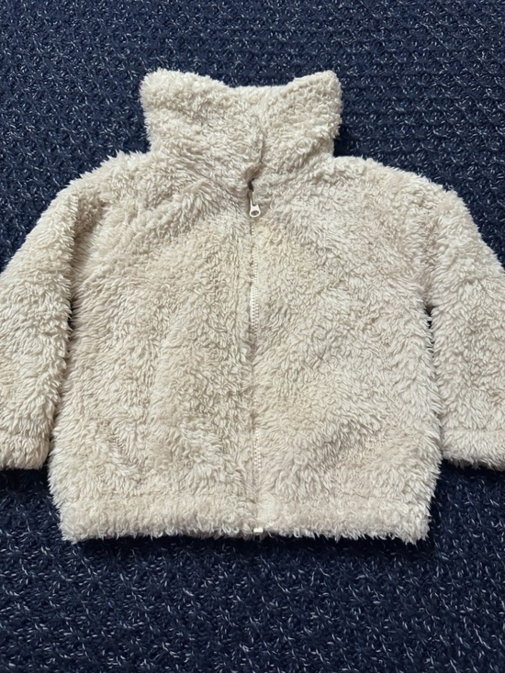 🧸 Carter’s Teddy Bear Sherpa Jacket 12M Cream Fleece Zip Up Coat Baby Girl *